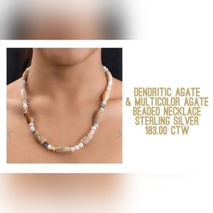 Premium Agate necklace, 20", sterling silver